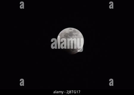 The Super Flower Blood Moon of May 15th and 16th over San Pedro, Belize, Central America. Stock Photo