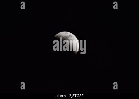 The Super Flower Blood Moon of May 15th and 16th over San Pedro, Belize, Central America. Stock Photo