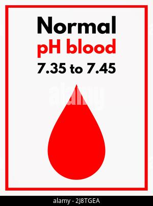 Blood drop, normal blood ph concept. Isolated on white background. Vector illustration. Stock Vector