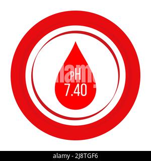 Blood drop, normal blood ph concept. Isolated on white background. Vector illustration. Stock Vector