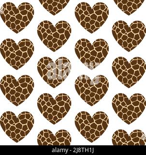 Vector seamless pattern of heart with giraffe fur Stock Vector