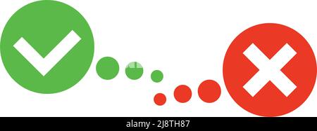 Check mark and cross mark icon set. Editable vector. Stock Vector