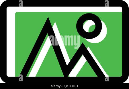 Green stylish photo icon. Editable vector. Stock Vector