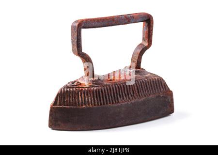Antique rusty iron iron isolated on white Stock Photo