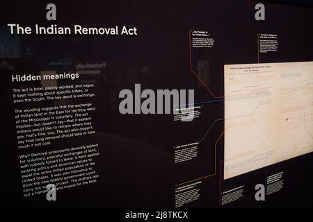 (220518) -- WASHINGTON, D.C., May 18, 2022 (Xinhua) -- A copy of Indian Removal Act is seen at the National Museum of the American Indian in Washington, DC, the United States, May 17, 2022. The National Museum of the American Indian in Washington, DC opened in 2004 with more than 800,000 objects. (Xinhua/Liu Jie) Credit: Liu Jie/Xinhua/Alamy Live News Stock Photo