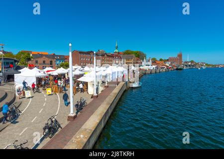 Small town Kappeln on the Schlei Fjord, Schleswig-Holstein, Northern Germany, Europe Stock Photo