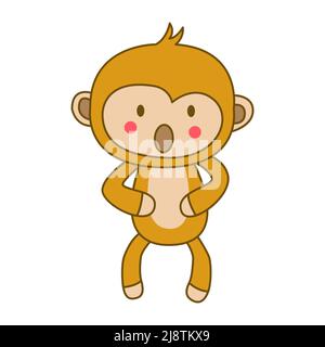 clip art of monkey with cartoon design,vector illustration Stock Vector