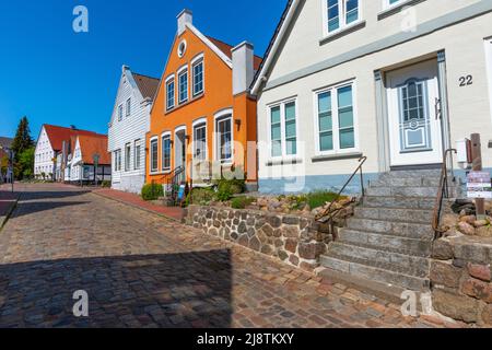 Houses in Dehnthofstrasse, oldl town of Kappeln on the Schlei Fjord, Schleswig-Holstein, Northern Germany, Europe Stock Photo