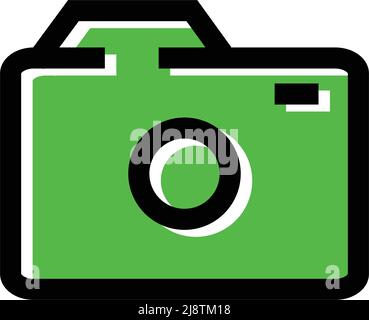 Stylish green camera icon. Editable vector. Stock Vector