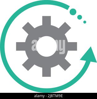 Rotating arrow and gear icons. Vectors that can be used to update the system. Editable vector. Stock Vector