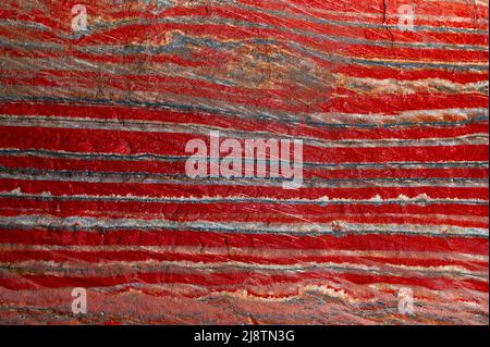 Red striped texture of sylvinite salt piece natural beauty Stock Photo
