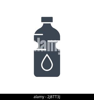 Bottle water related vector glyph icon. Bottle sign with water drop. Isolated on white background. Editable vector illustration Stock Vector