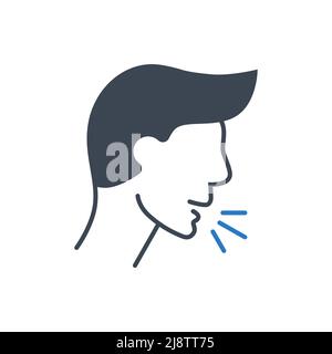 Cough related vector glyph icon. Coughing man head. Cough sign. Isolated on white background. Editable vector illustration Stock Vector