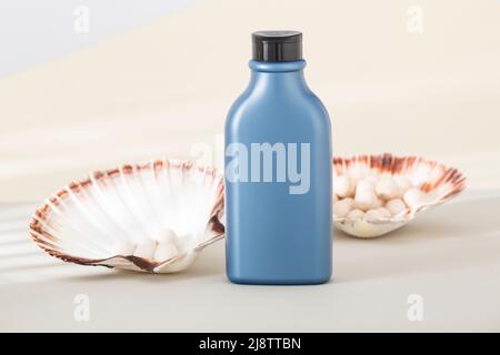 Blue Color Multipurpose Plastic Container For Cosmetic Products Stock Photo