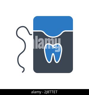 Dental Floss Related Vector Glyph Icon. Dental Floss Sign. Isolated on White Background Stock Vector