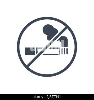 No smoking prohibition sign related vector glyph icon. Prohibition Sign Cigarette. Isolated on white background. Editable vector illustration Stock Vector