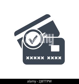 Credit card related vector glyph icon. Credit cards with check mark sign. Isolated on white background. Editable vector illustration Stock Vector