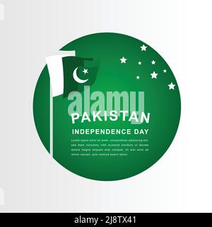 14th August. Pakistan Happy Independence Day greeting card. Stock Vector