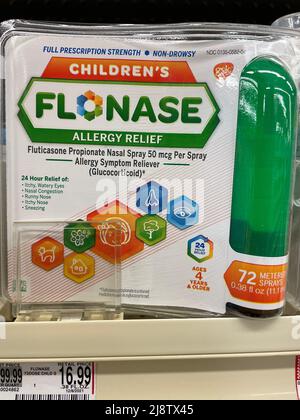 Grovetown, Ga USA - 04 15 22: Retail store Flonase allergy medicine Stock Photo