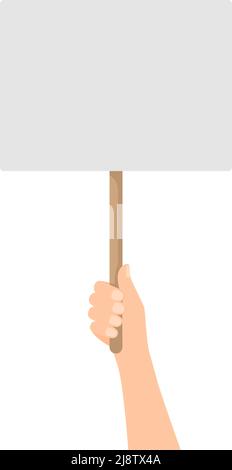 Hand holding blank placard. Demonstration and protest concept. Vector ...