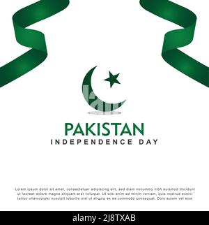 Post for Pakistan independence day, moon and start at center with green gradient on both top corners on white background Stock Vector