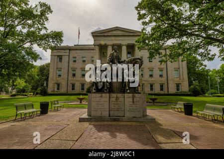 Raleigh, North Carolina, USA - May 1, 2022:  State Capital of North Carolina, with the statues of North Carolinans, James Polk, Andrew Jackson and And Stock Photo