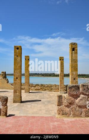 The ruins of an old factory for processing caught tuna. It is located in the marine reserve of Vendicari, a natural oasis in Sicily, Italy. Stock Photo