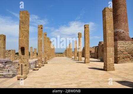 The ruins of an old factory for processing caught tuna. It is located in the marine reserve of Vendicari, a natural oasis in Sicily, Italy. Stock Photo