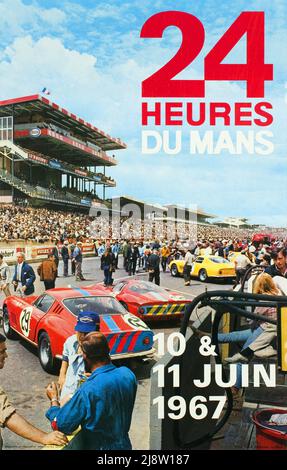 Vintage 1960s Race Poster - 24 Hours of Le Mans - 1967 Stock Photo