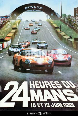 Vintage 1960s Race Poster - 24 Hours of Le Mans -1966 Stock Photo