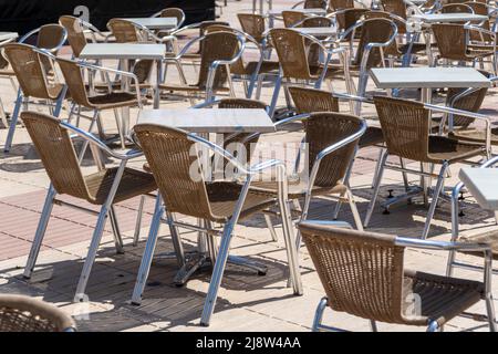 tables and chairs in a coffee shop Stock Photo