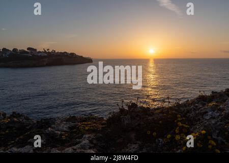 sunset or sunrise over the mediterranean sea Stock Photo