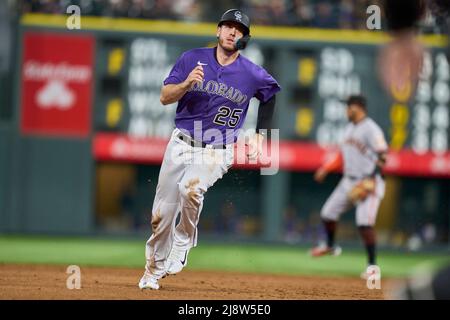 May 3 2022: Colorado first baseman C.J. Cron (25) gets a hit