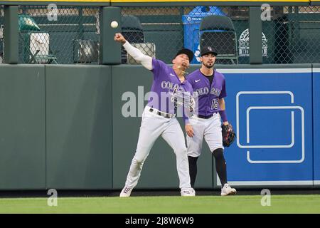 May 5 2022: Washington left fielder Dee Gordon-Strange (9) gets a hit  during the game with Washington Nationals and Colorado Rockies held at  Coors Field in Denver Co. David Seelig/Cal Sport Medi