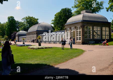 SHEFFIELD. SOUTH YORKSHIRE. ENGLAND. 05-14-22. The Botanical Gardens Conservatory, housing displays of tropical plants and also used a venue. Stock Photo