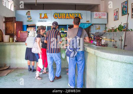 Ration book store architecture building, Cuba Stock Photo