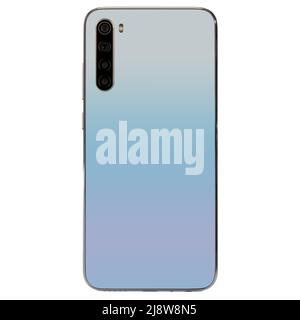 Back view white modern smartphone isolated on white background. Stock Photo