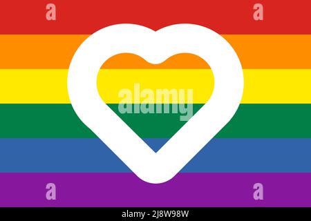Pride flag and white heart shape icon inside. Vector illustration Stock Vector