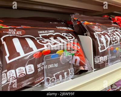 Grovetown, Ga USA - 04 30 22: Retail store MMs Chocolate bags Stock Photo