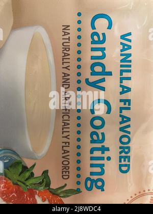 Augusta, Ga USA - 04 15 22: Vanilla Flavored candy coating label Stock Photo