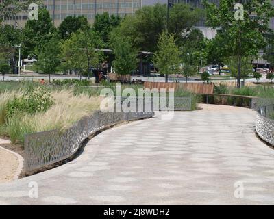 Newly Opened Carpenter Park in Downtown Dallas. The fifth green space downtown Stock Photo