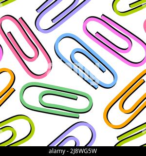 School seamless paper clip pattern for fabrics and packaging and linens and kids and wrapping paper and office Stock Photo