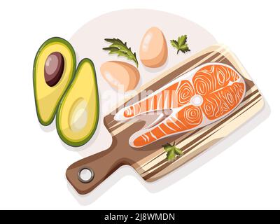Low carbohydrate diet poster. Colorful vector illustration isolated on light background. Healthy eating concept. Stock Vector