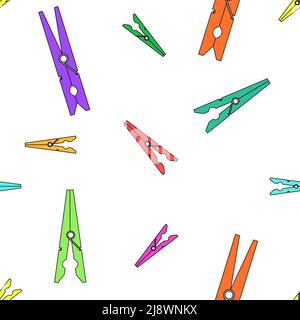 Seamless pattern with colored clothespins. Stock Vector