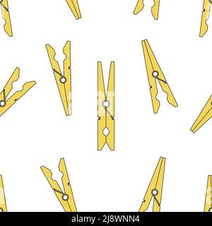 Seamless pattern with colored clothespins. Stock Vector