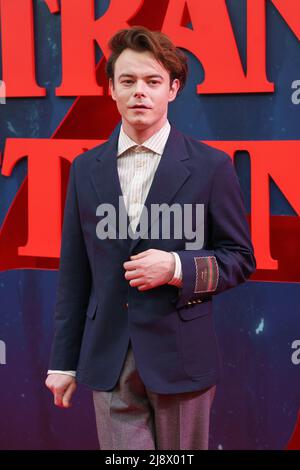 Madrid, Spain. 18th May, 2022. Charlie Heaton attends the premiere of the new season of 'Stranger Things' the series they star at the cinema callao in Madrid. Credit: SOPA Images Limited/Alamy Live News Stock Photo