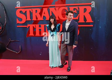 Madrid, Spain. 18th May, 2022. Natalia Dyer and Charlie Heaton attend the premiere of the new season of 'Stranger Things' the series they star at the cinema callao in Madrid. (Photo by Atilano Garcia/SOPA Images/Sipa USA) Credit: Sipa USA/Alamy Live News Stock Photo