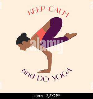 Keep calm and do yoga. Stylish postcard.  Stock Vector