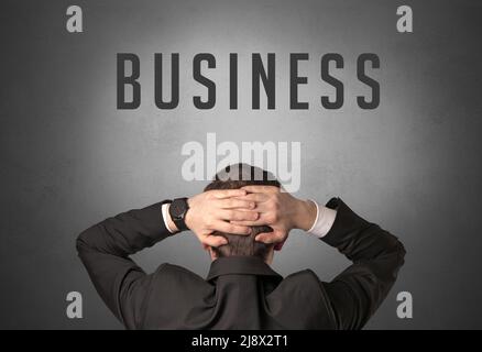 Rear view of a businessman, powerfull business concept Stock Photo