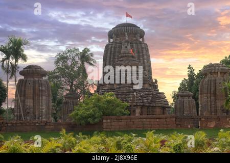 Ancient stone Lingaraja Temple of Lord Shiva built in 11th century CE at Odisha, India Stock Photo